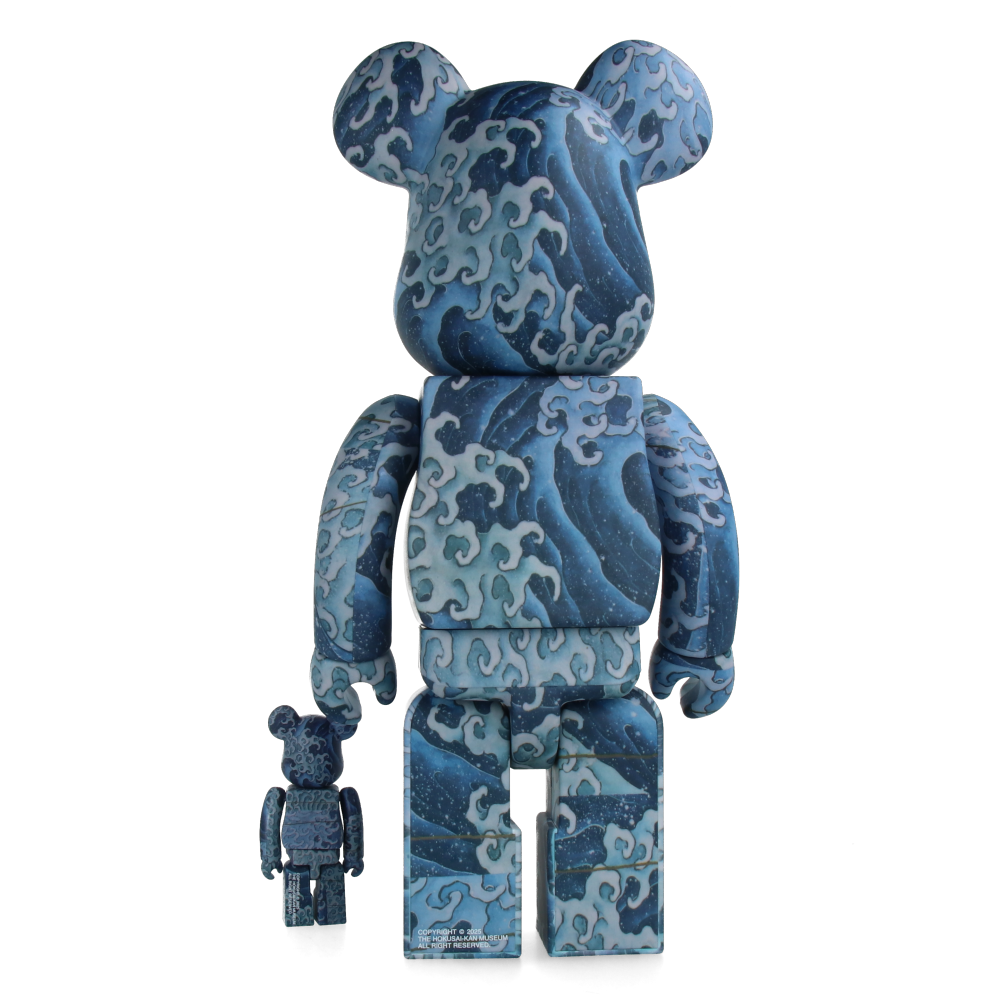 400% + 100% Bearbrick Katsushika Hokusai Kanmachi Matsuri Yatai Tenjo e Onami Collectible Art Toy - Japanese Wave Inspired Designer Figure for Home Display & Anime Collection