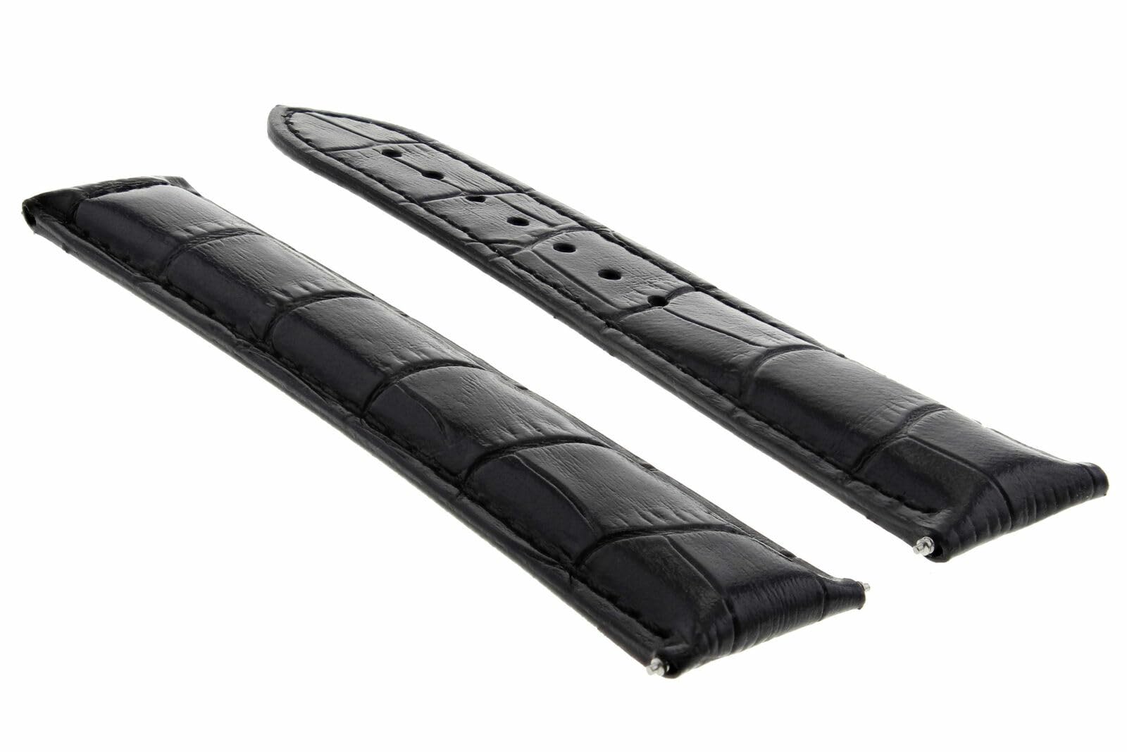 22mm Genuine Leather Watch Band Strap - Compatible with IWC Laureus 22/18mm Deployment Clasp - Black Replacement Strap for Men's & Women's Watches - Perfect for Business, Casual & Formal Occasions