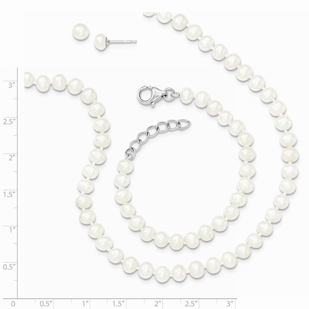925 Sterling Silver Rose Gold Plated 4-5mm Freshwater Cultured Pearl Jewelry Set - Necklace, Bracelet & Earrings for Women | Perfect for Weddings, Parties & Special Occasions
