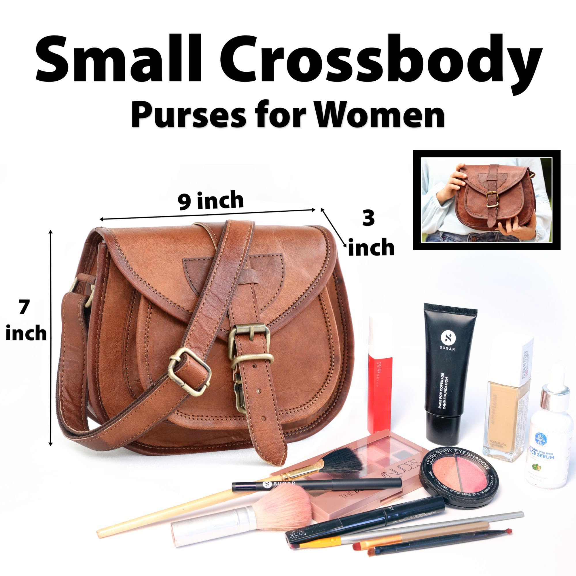 Vintage Brown Leather Satchel for Women - Crossbody Handbag for Daily Use & Travel