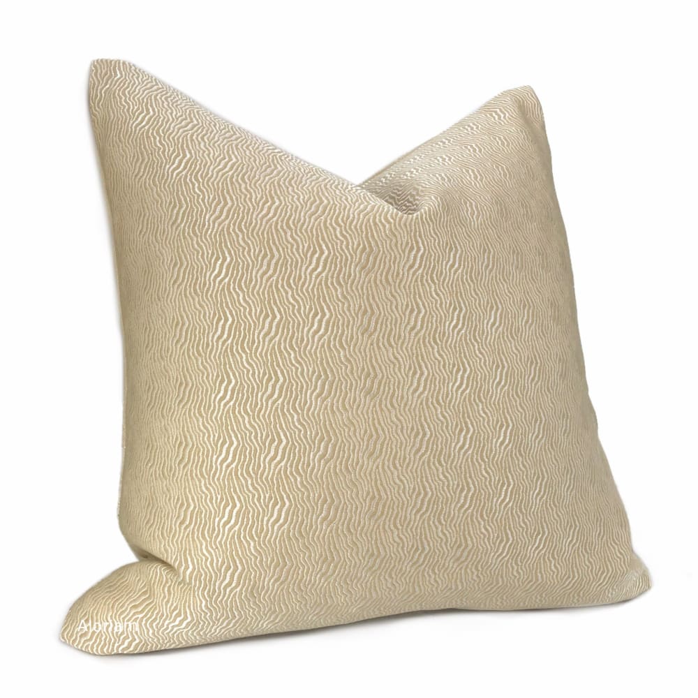 Jentry Sand Abstract Wavy Lines Pillow Cover - Premium Kravet Candice Olson Fabric - Modern Boho Home Decor for Living Room, Bedroom & Sofa