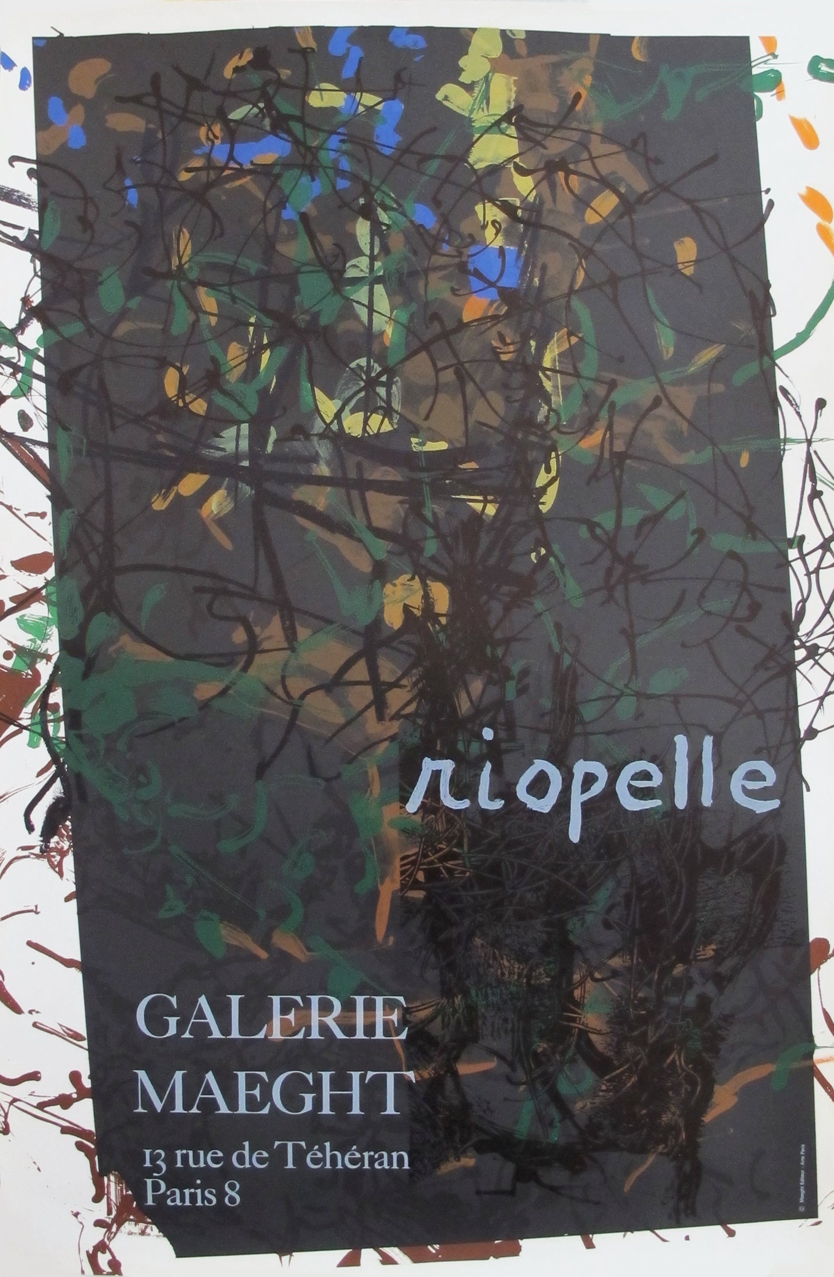 Vintage 1970s French Art Exhibition Poster - Jean-Paul Riopelle at Galerie Maeght | Mid-Century Modern Wall Decor for Living Room, Office & Art Collection