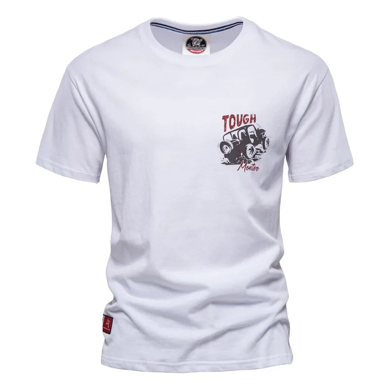 Men's Big Printed T-Shirt - 100% Cotton Casual Solid Color Crew Neck Tee | Summer Streetwear Fashion | Perfect for Daily Wear, Gym & Outdoor Activities