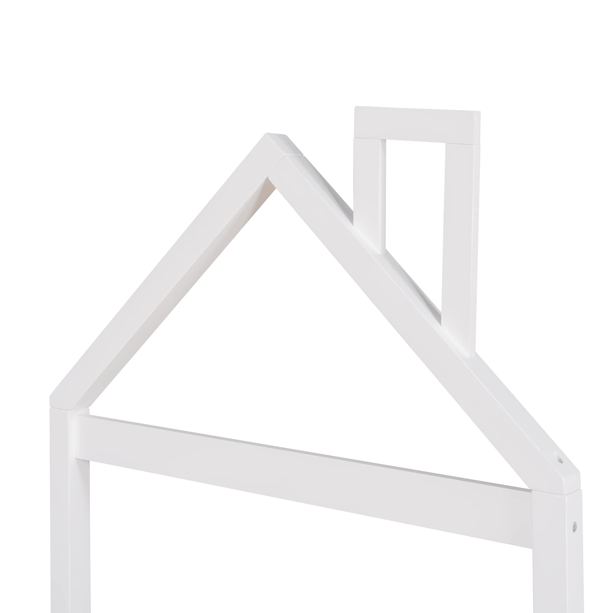 Twin Size Wood Platform Bed Frame with House Shaped Headboard - No Box Spring Needed, White - Perfect for Kids Rooms, Guest Bedrooms & Small Spaces