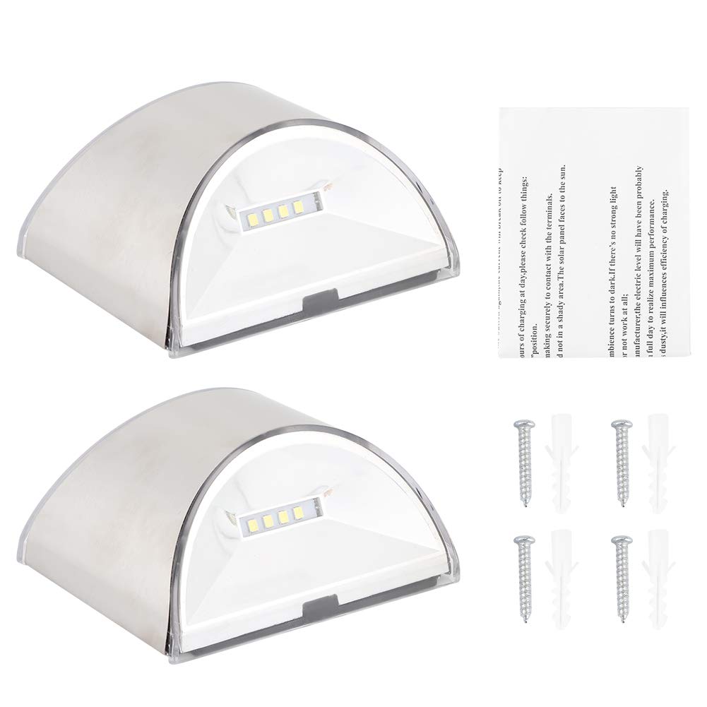 BORDSTRACT Solar Powered Stainless Steel Security Lights - Motion Sensor Outdoor Step Wall Lamp for Stairs, Patio, Yard, Pathway & Fence Gates - Weatherproof & Wireless Installation (Perfect for Nighttime Safety & Landscape Lighting)