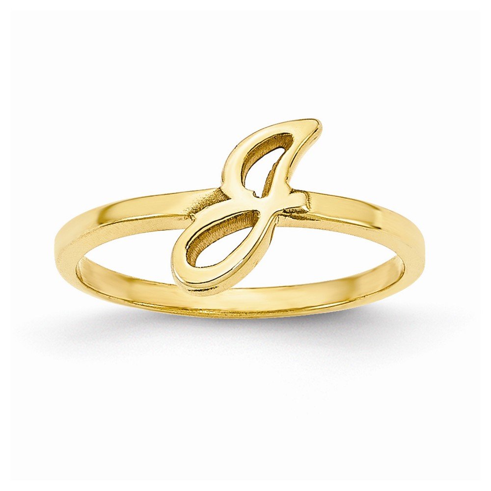 925 Sterling Silver Yellow Gold-Plated Personalized Initial Ring - Laser Engraved Script/Block Font Letter Ring for Women - Perfect Gift for Anniversary, Birthday & Valentine's Day