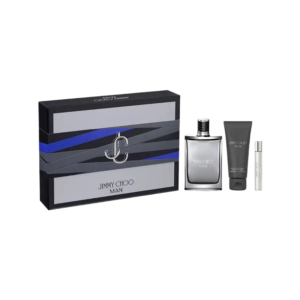Jimmy Choo Man 3 Piece Eau de Toilette Gift Set - 100ml Cologne Spray for Men | Fresh Woody Scent | Perfect for Date Night, Office & Special Occasions