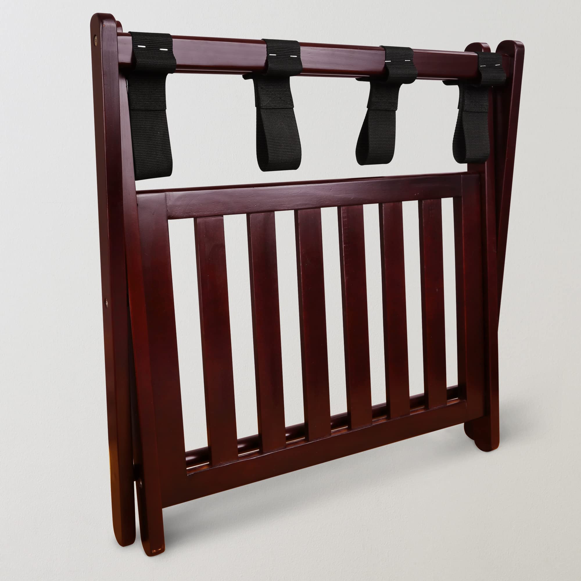 Stylish Espresso Wooden Luggage Rack with Storage Shelf - Perfect for Bedroom, Entryway, or Hotel Room Organization