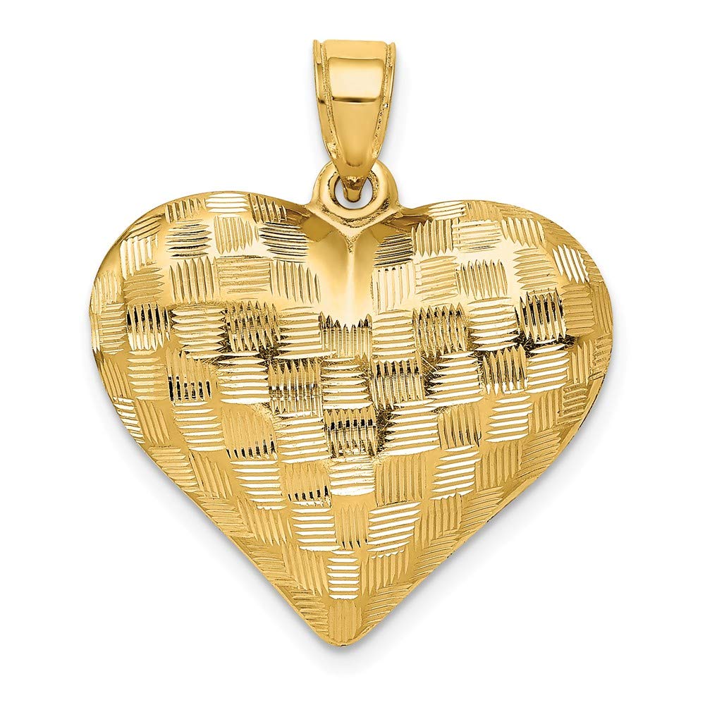 14K Yellow Gold Basket Weave 3D Heart Pendant Charm - Sonia Jewels | Elegant Necklace for Women, Perfect Gift for Valentine's Day, Anniversary & Special Occasions