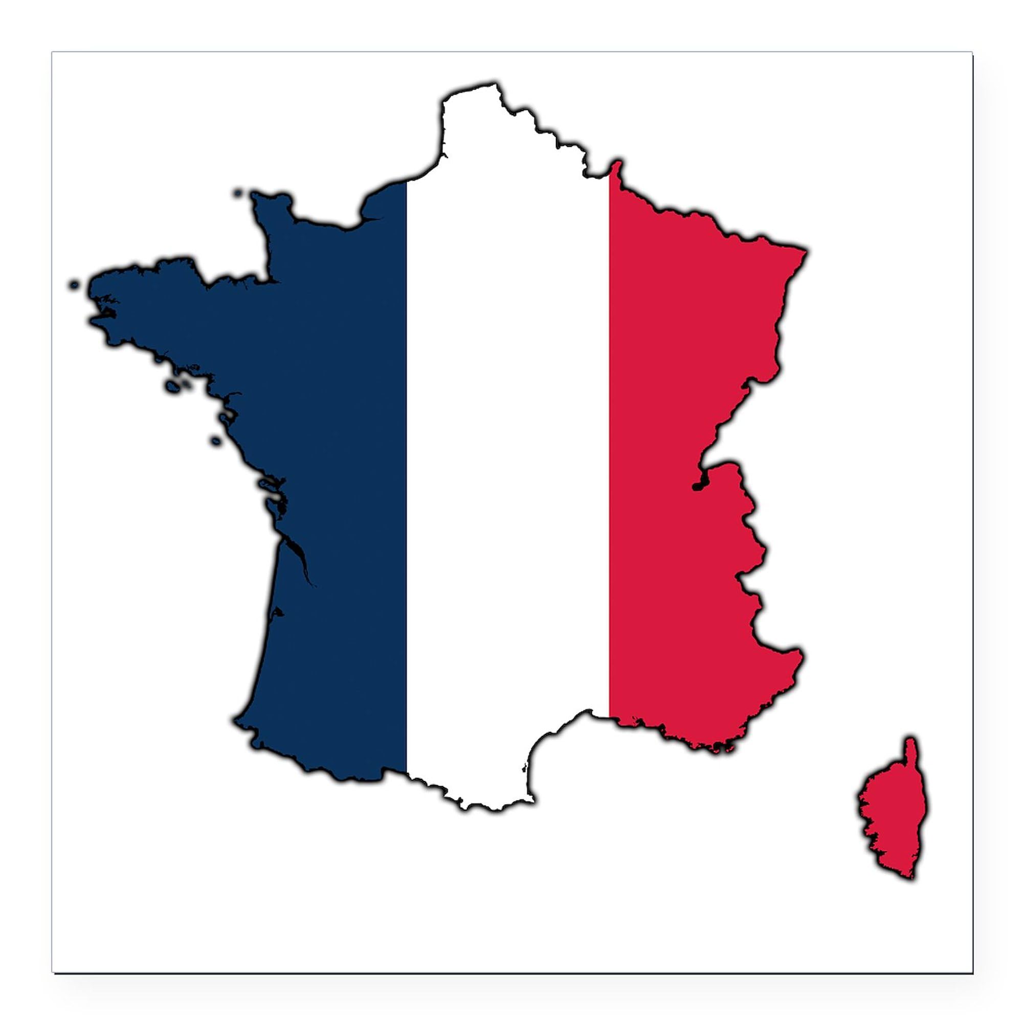 France Flag Map Square Car Magnet 3x3 Inch - Magnetic Bumper Sticker for Cars, Trucks & Metal Surfaces - Perfect for Travel Enthusiasts & French Pride Displays