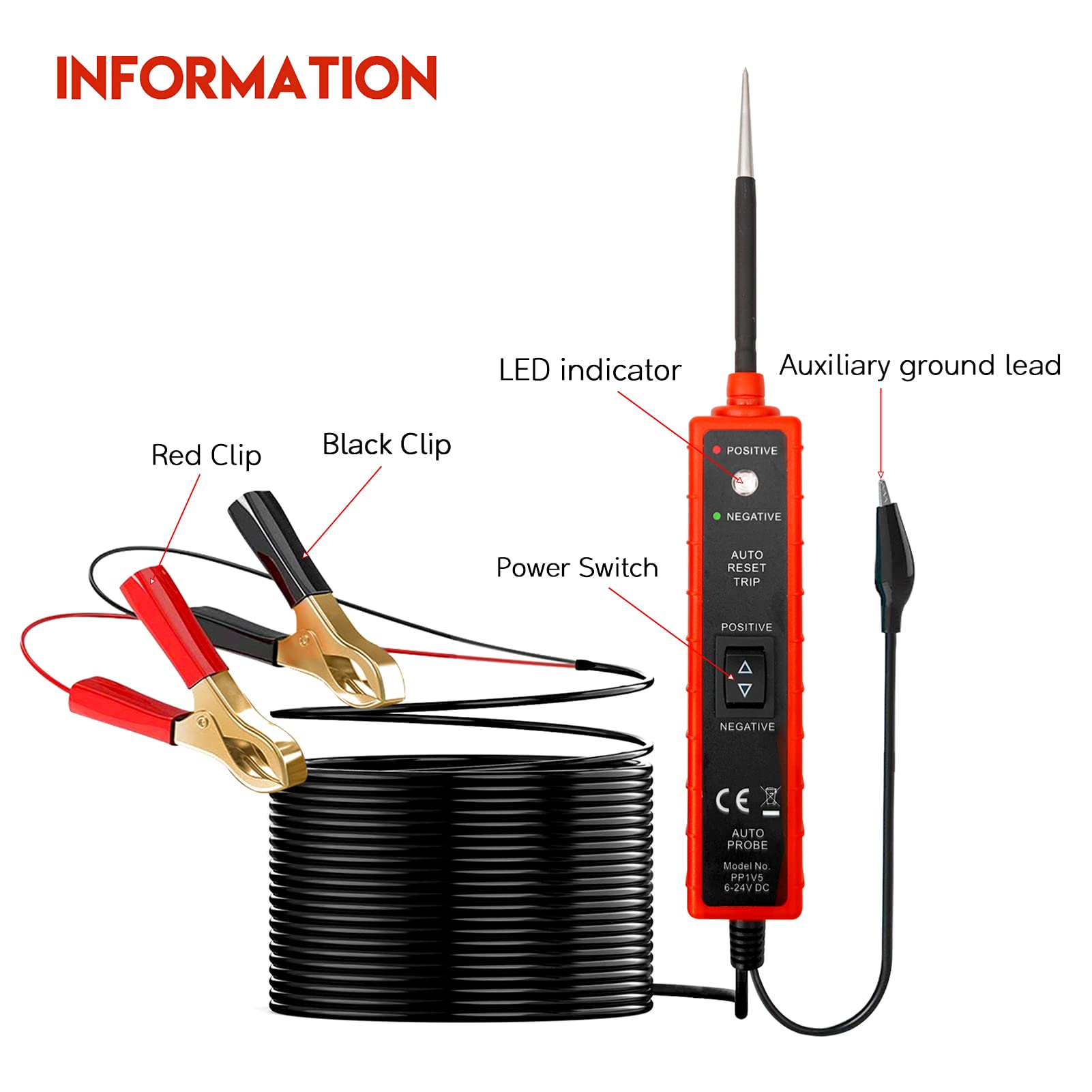 EM285 Automotive Electric Circuit Tester - 6-24V DC Voltage Tester for Car Electrical System Diagnosis | Perfect for Mechanics, DIY Car Repairs & Vehicle Maintenance