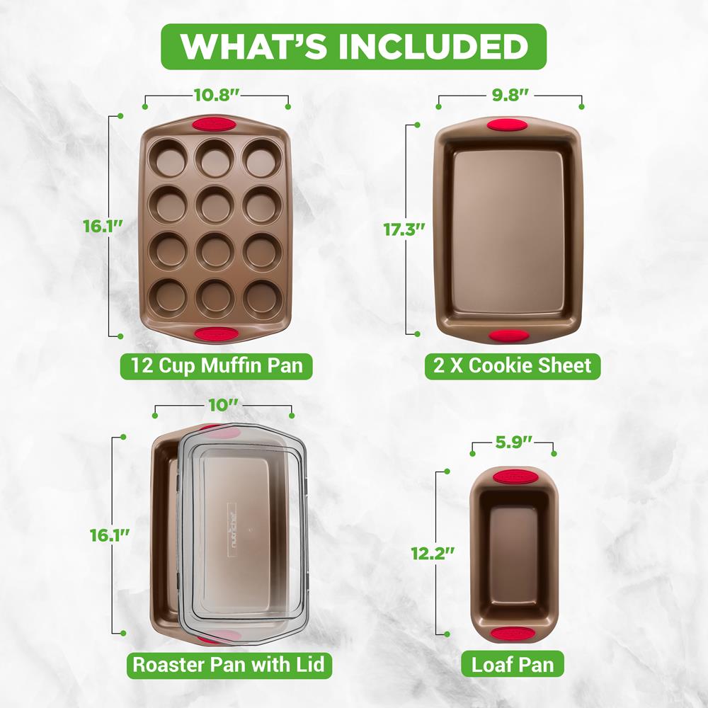 Non-Stick Baking Pans Set for Oven - 3 Piece Cookie Sheet, Pizza Pan & Cake Pan - Perfect for Baking, Roasting & Cooking (Home Kitchen & Restaurant Use)