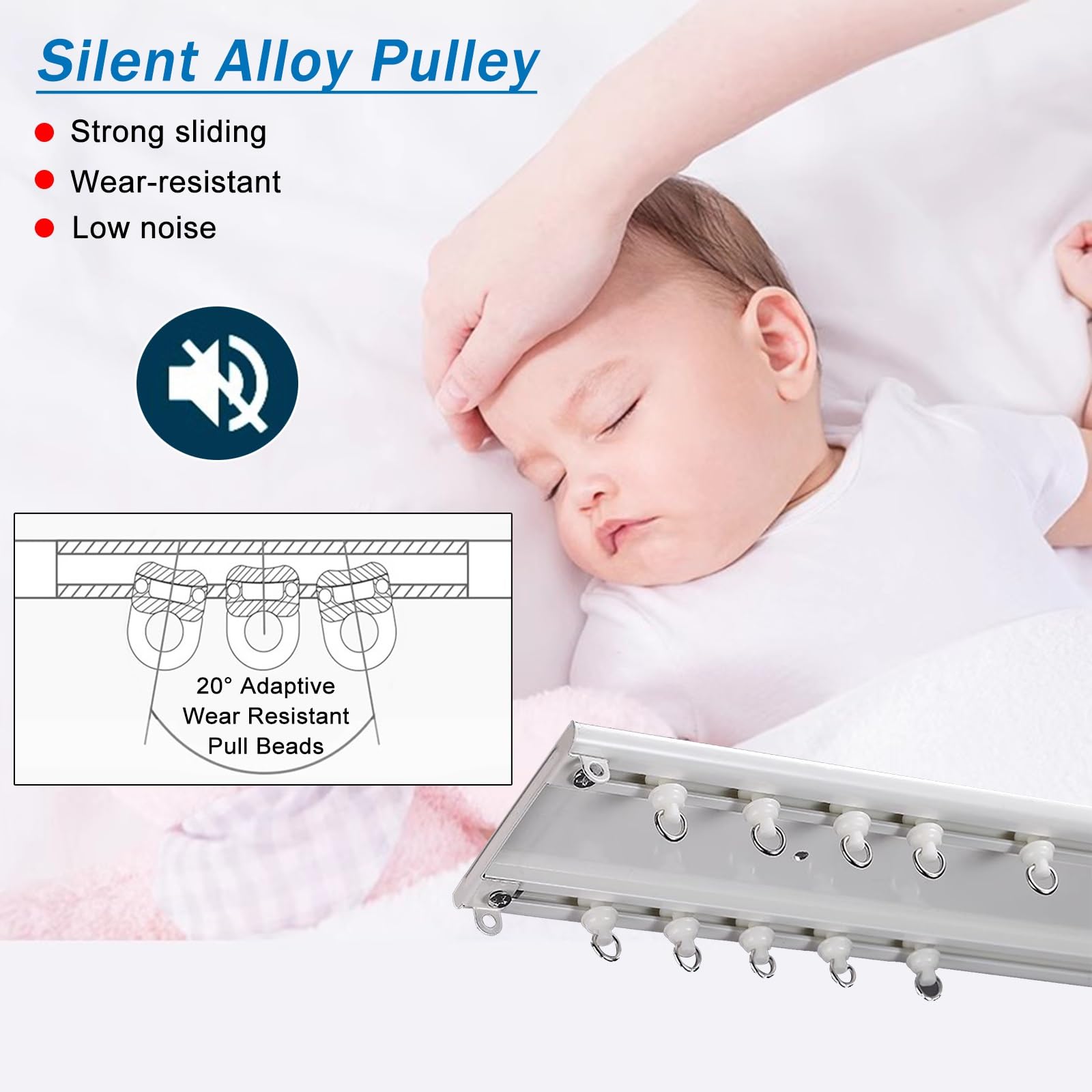 Ultra-Thin One-Piece Double Curtain Track Ceiling Mount - 4ft to 20ft Adjustable Aluminum Room Divider Curtain Rod - Cuttable White Curtain Rail for Home, Office & Kindergarten - Perfect for Room Partition, Privacy Screen and Decorative Window Treatments