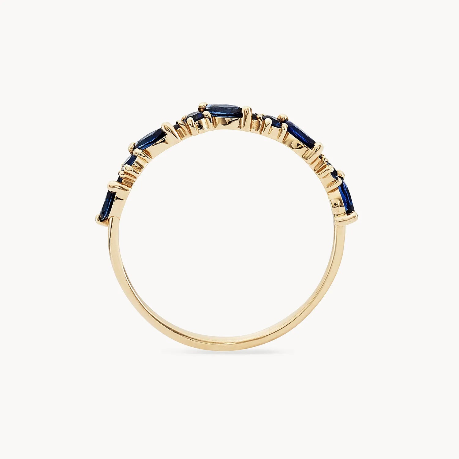 14K Yellow Gold Reverie Band with Blue Sapphire - Elegant Stackable Ring for Women, Perfect for Weddings, Anniversaries & Everyday Wear