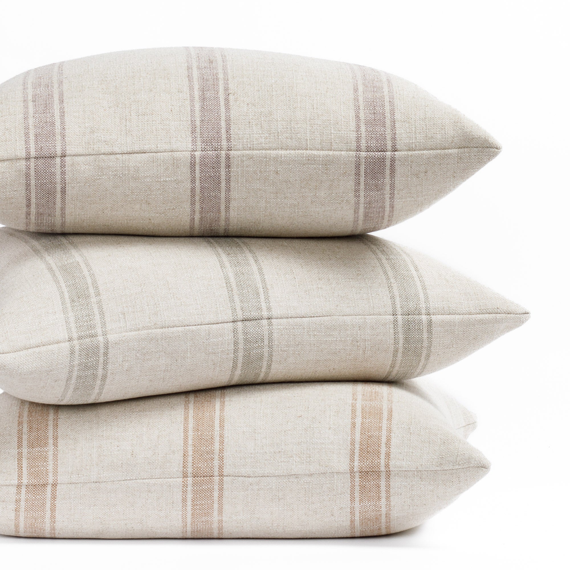 Theo Stripe 22x22 Decorative Throw Pillow Cover - Soft Mauve Square Cushion for Sofa, Bed, Living Room & Home Decor