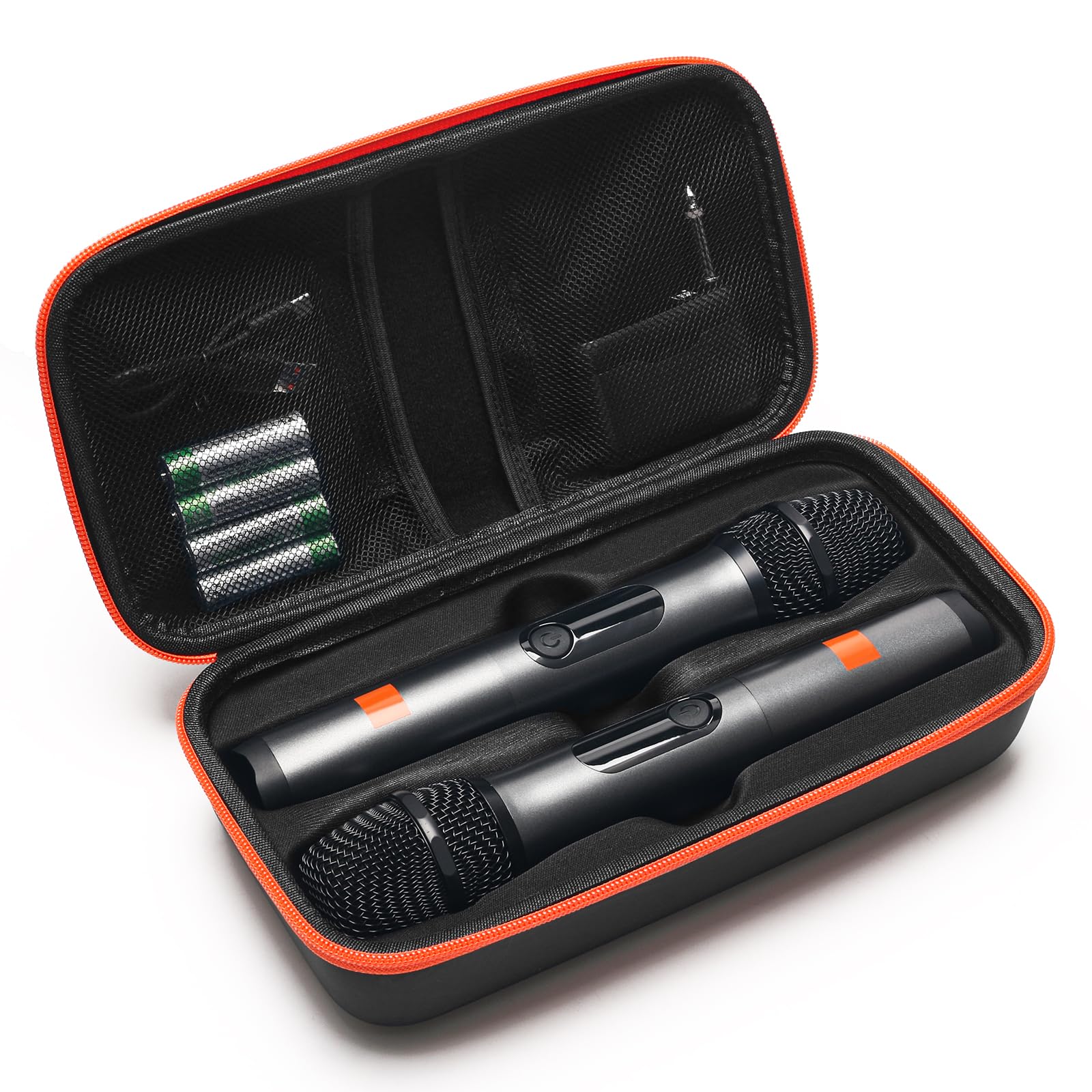 JBL Wireless Microphone Case for 2 - Durable EVA Travel Mic Storage for Party, Karaoke & Events - Holds Handheld Mics, Receivers, Cables & AA Batteries - Perfect for DJs, Performers & Traveling Musicians