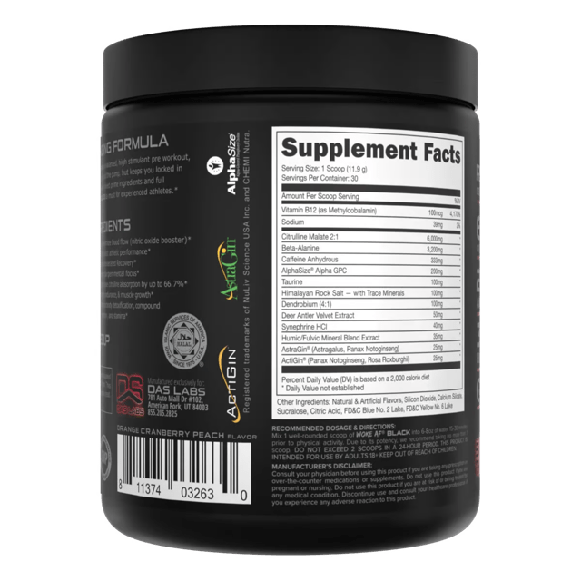 Bucked Up Woke AF Black Pre Workout Powder - Energy & Focus Supplement for Gym, Fitness & Bodybuilding - Best Pre-Workout for Men & Women