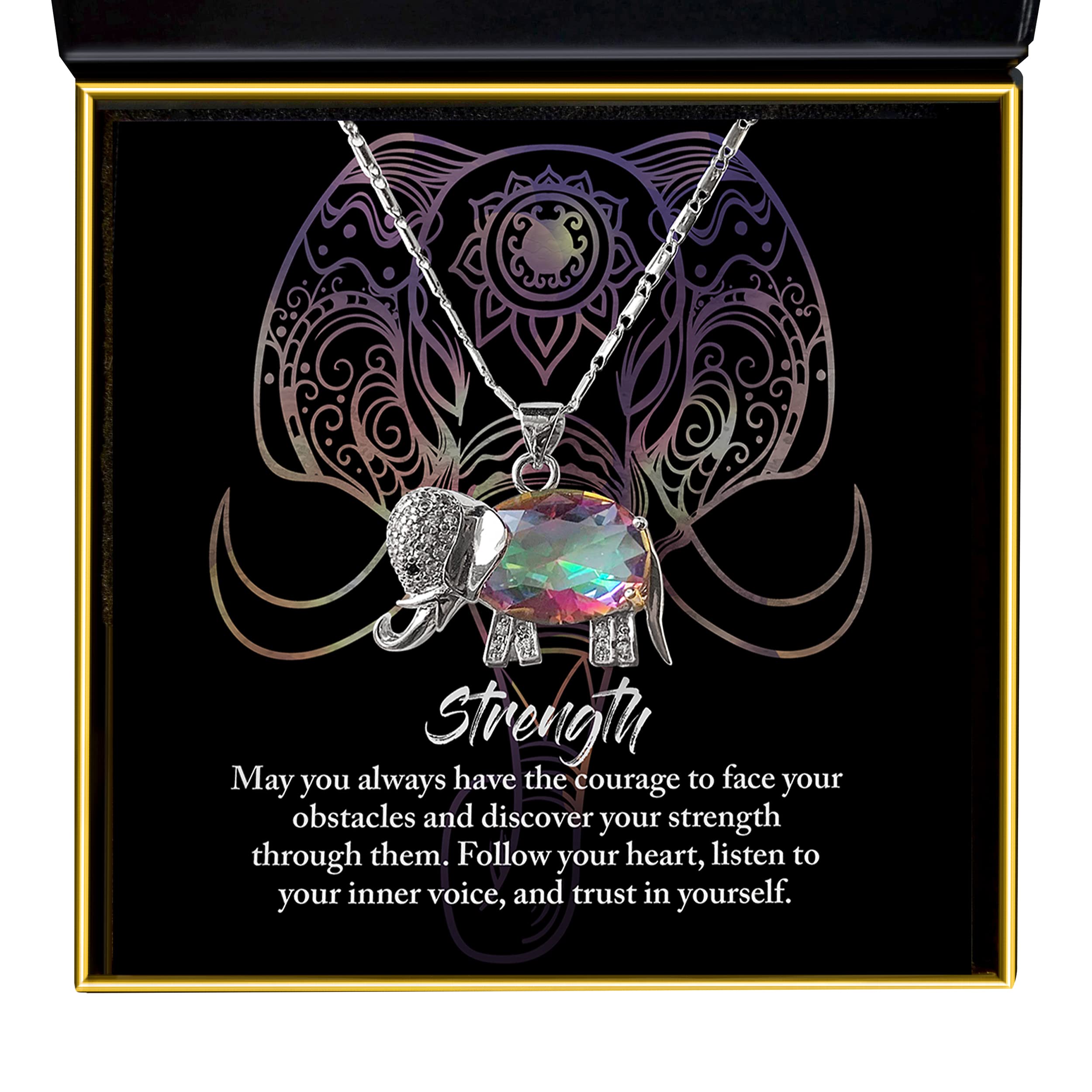 **Aphrodite's Elefante Galaxy Crystal Necklace Gift Set - 925 Sterling Silver Elephant Pendant Necklace for Women, Birthday, Christmas & Graduation Jewelry Gift for Wife, Daughter & Best Friend | Elegant & Cute Elephant Necklace for Everyday Wear & Special Occasions**