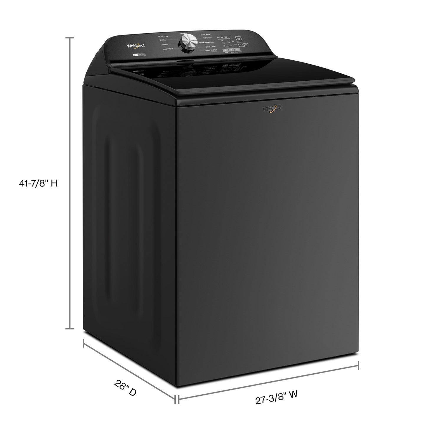 Whirlpool WTW6157PB 6.1 Cu Ft Top Load Washer in Volcano Black - Large Capacity Washing Machine for Family Laundry, Perfect for Heavy Loads and Bulk Items