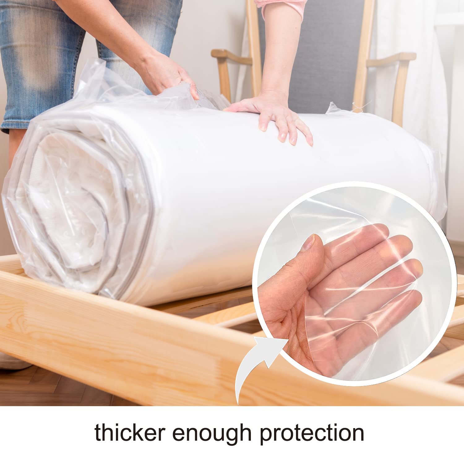 King Size Mattress Bags for Moving and Storage (94 x 96 Inch) - 4 Mil Heavy Duty Clear Plastic Mattress Cover [2 Pack] - Waterproof & Dustproof Protection for Long-Term Storage, Moving Homes, or Disposal