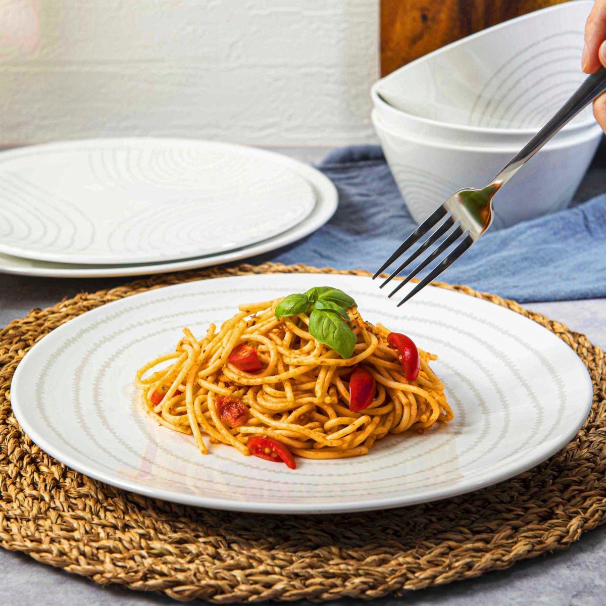 12-Piece White Melamine Dinnerware Set - Durable Planet-Themed Plates & Bowls for Outdoor Picnics, Camping, and Everyday Use