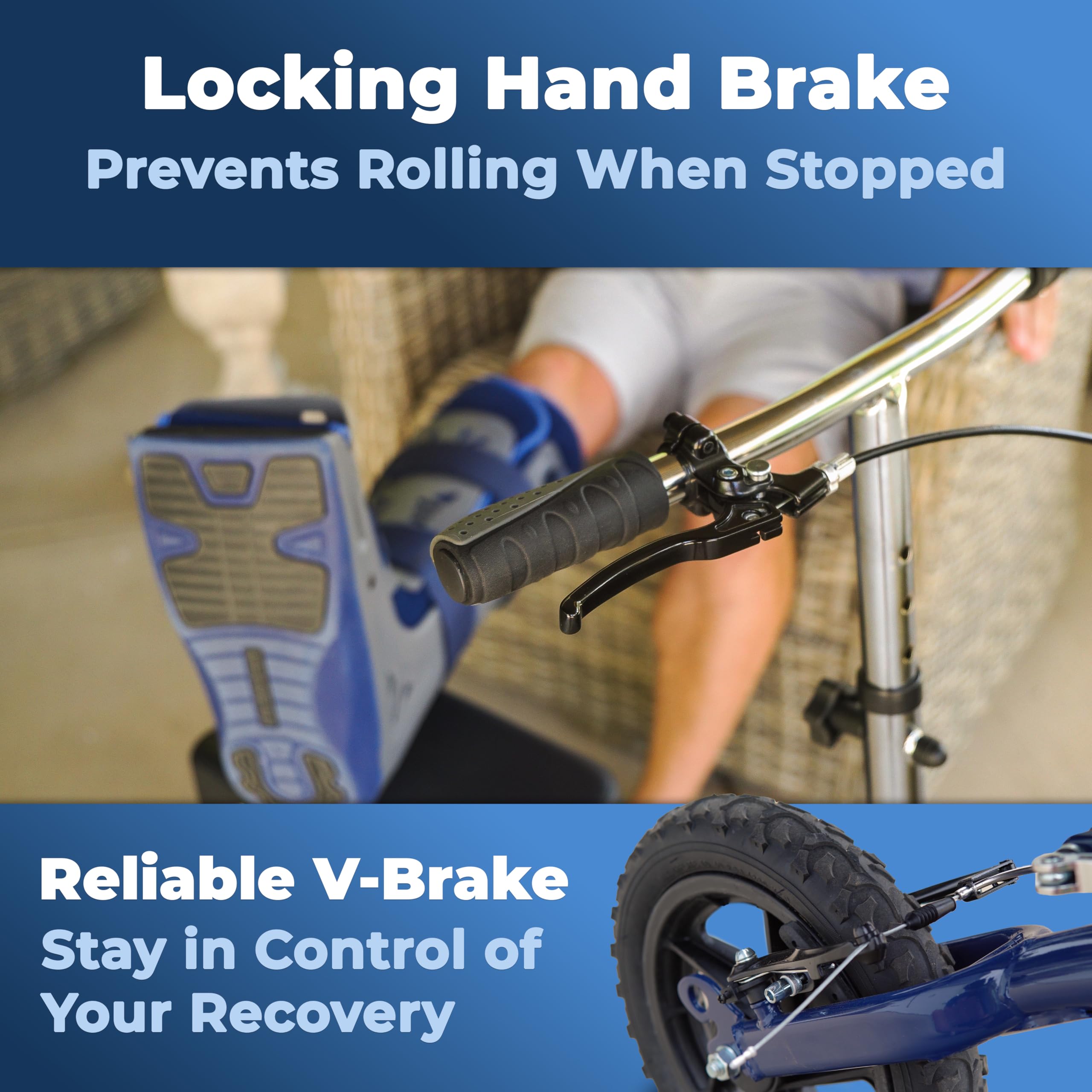 KneeRover Original Steerable All-Terrain Knee Scooter for Adults - Heavy Duty Knee Walker for Foot Surgery, Broken Ankle & Leg Injuries | Mobility Aid for Post-Surgery Recovery & Crutch Alternative (Blue) | Perfect for Indoor/Outdoor Use, Rehabilitation & Daily Mobility