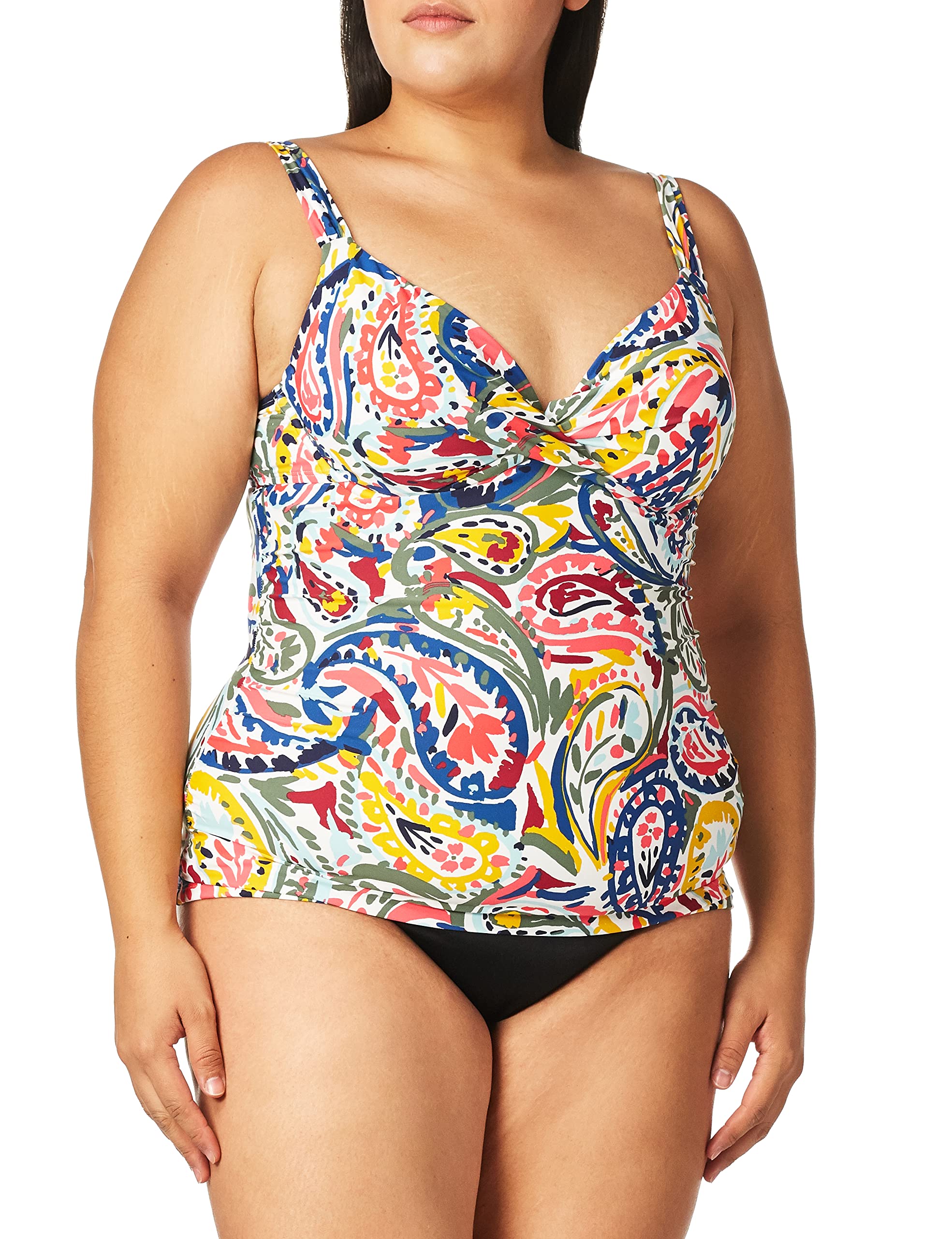 Anne Cole Plus Size Twist Front Underwire Tankini Swim Top - Supportive & Stylish Swimwear for Women, Perfect for Beach Vacations & Poolside Relaxation