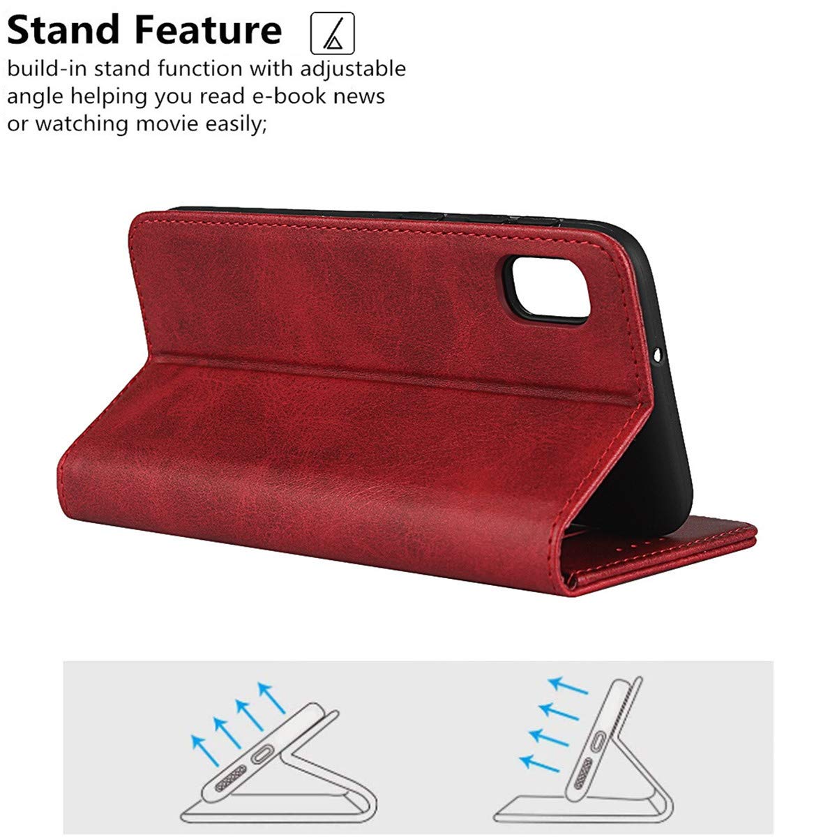 Premium PU Leather Magnetic Wallet Case for Samsung Galaxy A10e - Flip Cover with Card Slots & Kickstand (Wine Red) | Perfect for Everyday Use, Travel & Hands-Free Viewing