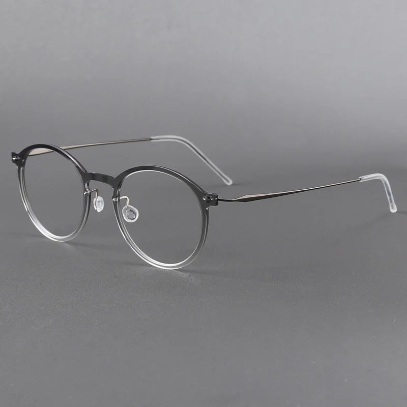 Stylish Unisex Black Titanium Acetate Round Eyeglasses Frame - Lightweight & Durable Full Rim Glasses for Men & Women - Perfect for Reading, Work, and Fashion Accessories
