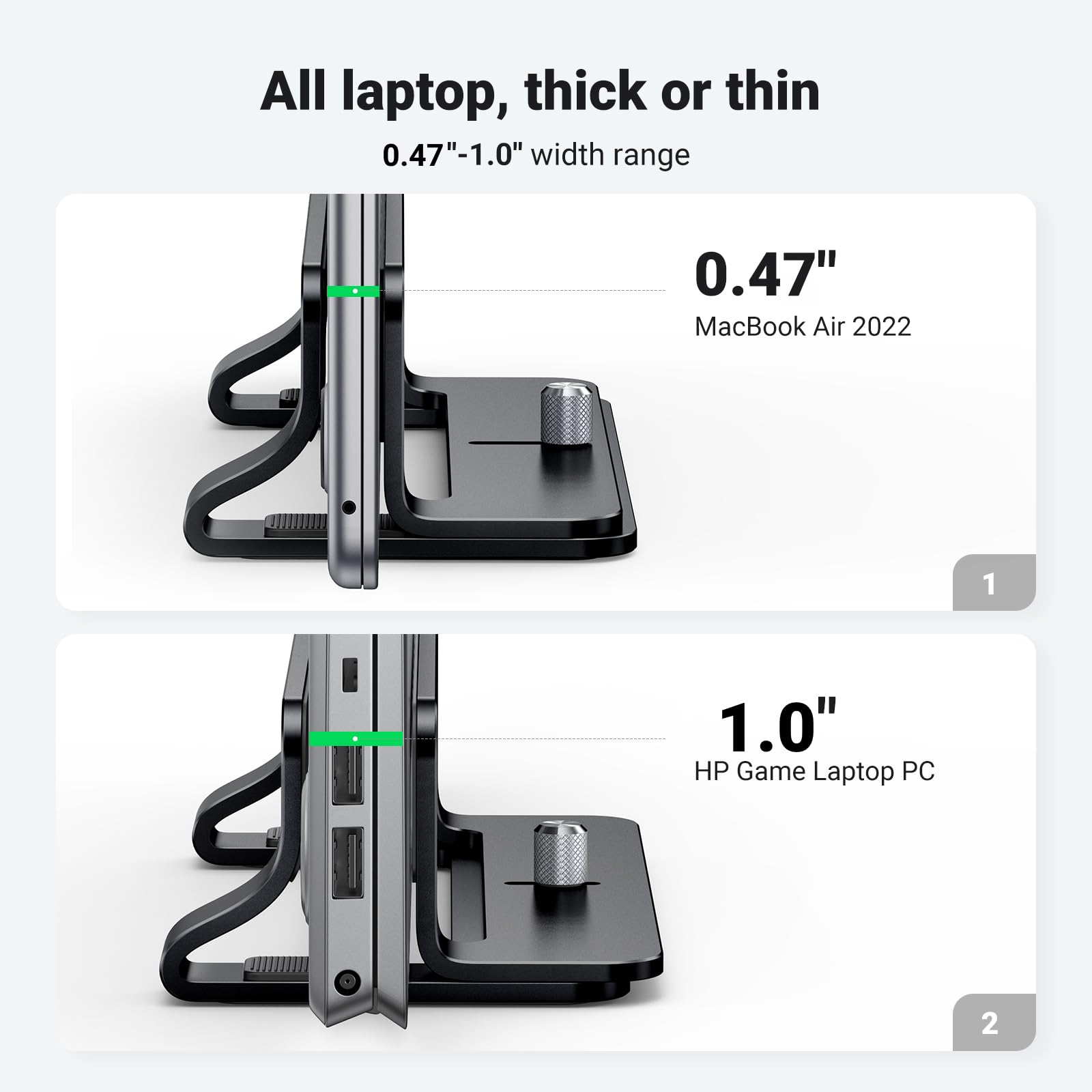 UGREEN Vertical Laptop Stand Holder - Adjustable Aluminum Desktop Stand for MacBook Pro/Air & 17.3