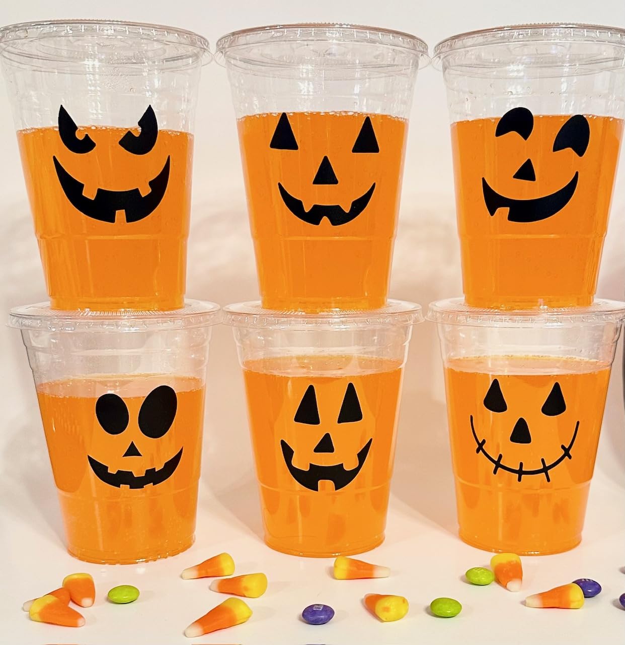 12 Pack Halloween Pumpkin Face Jack O Lantern Cups - Disposable Party Cups for Halloween Decorations, Trick or Treat, and Spooky Themed Parties
