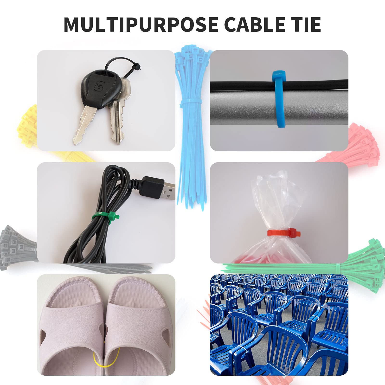 4 Inch Heavy Duty Yellow Cable Zip Ties - 100 Pack Self-Locking Plastic Ties for Wire Management, DIY Projects & Home Organization