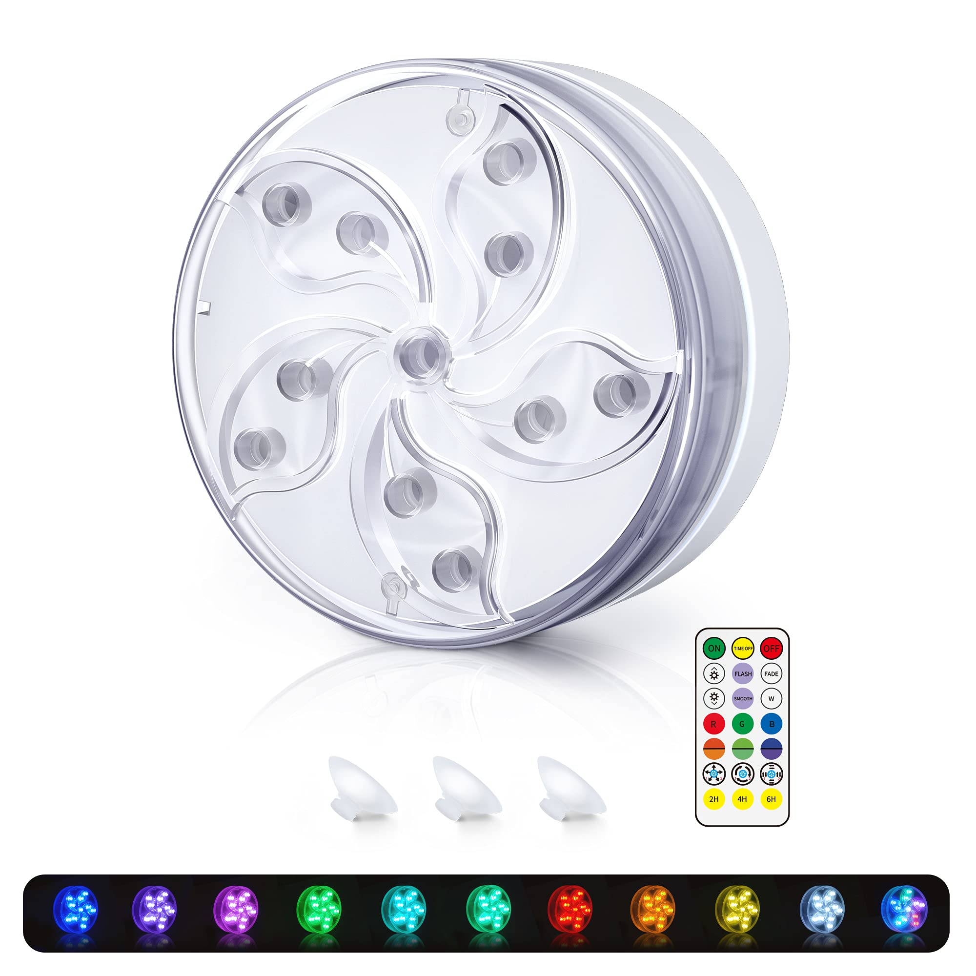 KIWIHOME Submersible LED Pool Lights - 16 Color Changing Underwater Lights with Remote Control, IP68 Waterproof Magnetic Bath Light for Pools, Hot Tubs, Aquariums & Fountains | Perfect for Backyard Swimming, Spa Relaxation & Decorative Water Features