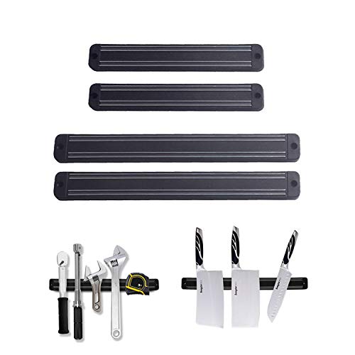 EDSRDUX 8-Inch & 12-Inch Magnetic Knife Holder Set (2 Pack Each) - Rust-Free Kitchen Knife Storage Strip for Chefs, Home Cooks - Perfect for Kitchen Counter, Garage Workshop & Restaurant Use