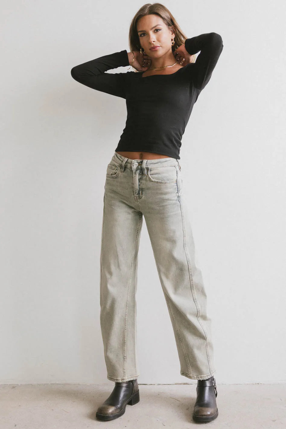 Frenchie Barrel Jean - High Waist Distressed Denim Jeans for Women | Vintage Style Skinny Jeans | Perfect for Casual Wear, Date Night & Street Style