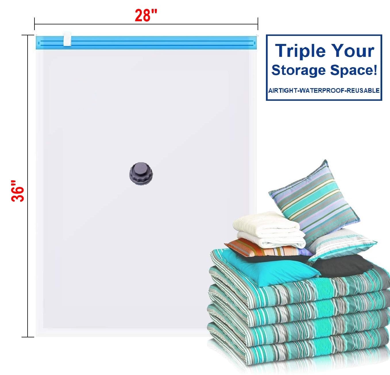 60 Pack Vacuum Seal Storage Bags - Medium Size Space Saver for Clothes, Blankets & Travel - Bulk Quantity Discount | Compact Organizing for Home, Dorm & Moving