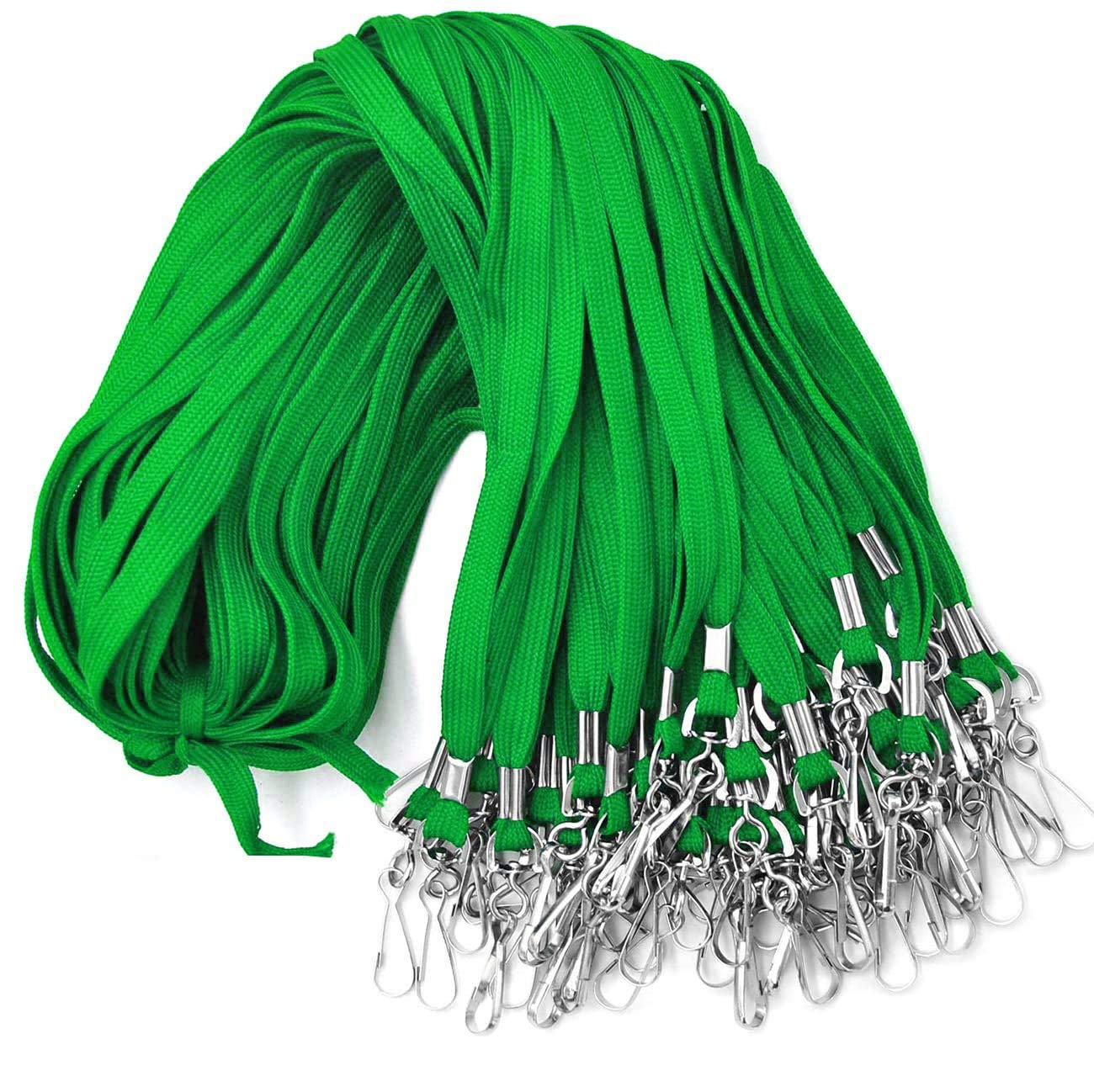 Beebel 100 Pack Green Lanyards with Swivel Hooks for ID Badges - Office & Event Use
