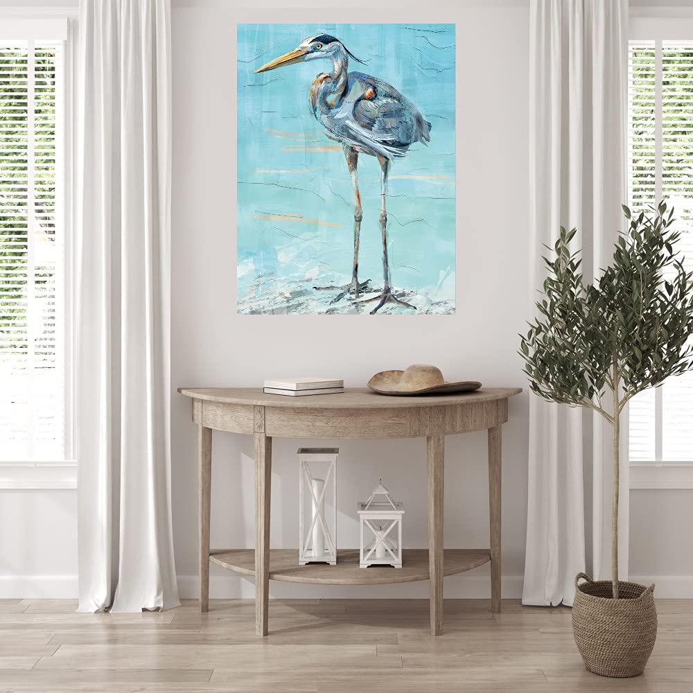 Hand-Painted Seabird Fine Art Canvas Wall Decor - 35x46 Inch Ready to Hang Painting for Living Room, Bedroom & Office - Coastal Theme Home Decor Perfect for Beach House & Nautical Style Interiors