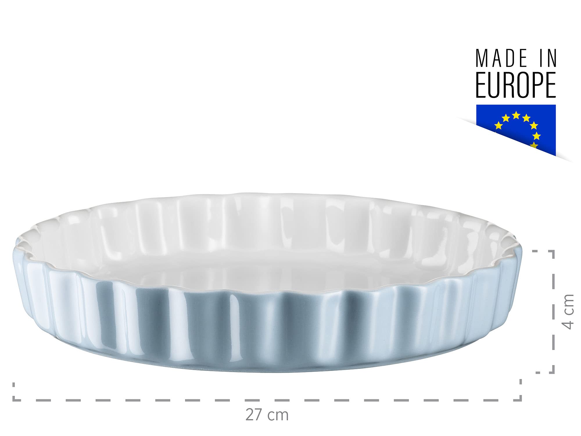 Blue Ceramic Pie Dish & Cake Tin - Kitchen Time Series Bakeware for Pies, Cakes & Desserts - Perfect for Baking, Holiday Meals & Family Gatherings