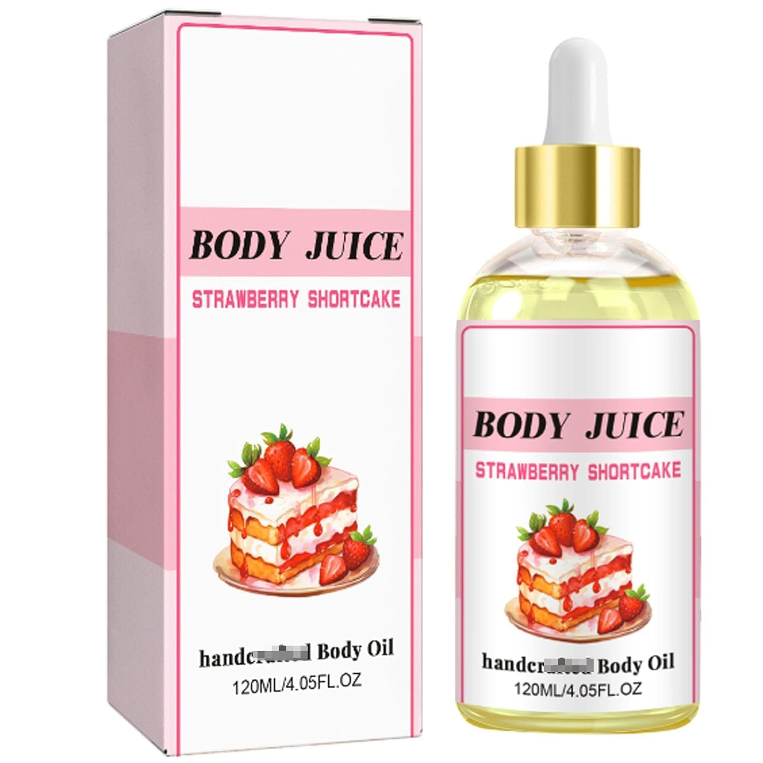 Strawberry Shortcake Scented Body Oil for Women - Handcrafted Moisturizing Body Juice Oil with Natural Strawberry Fragrance - Perfect for Massage, Aromatherapy & Skin Hydration
