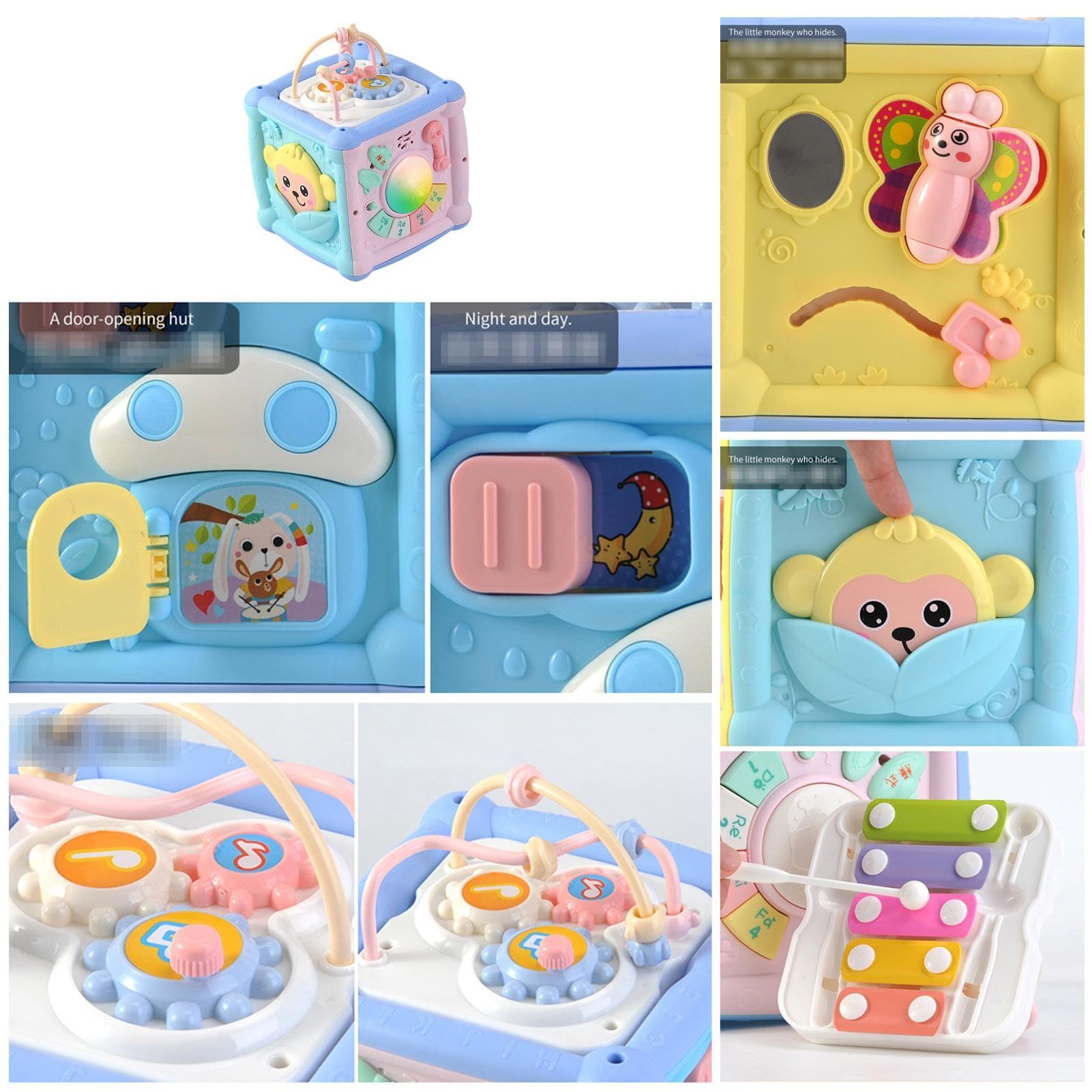 Piano Drum Toy for Toddlers - Cartoon Musical Instrument with Bead Maze & Building Blocks - Fine Motor Skills & Sensory Development Toy - Perfect for Playtime, Learning & Early Childhood Music Education