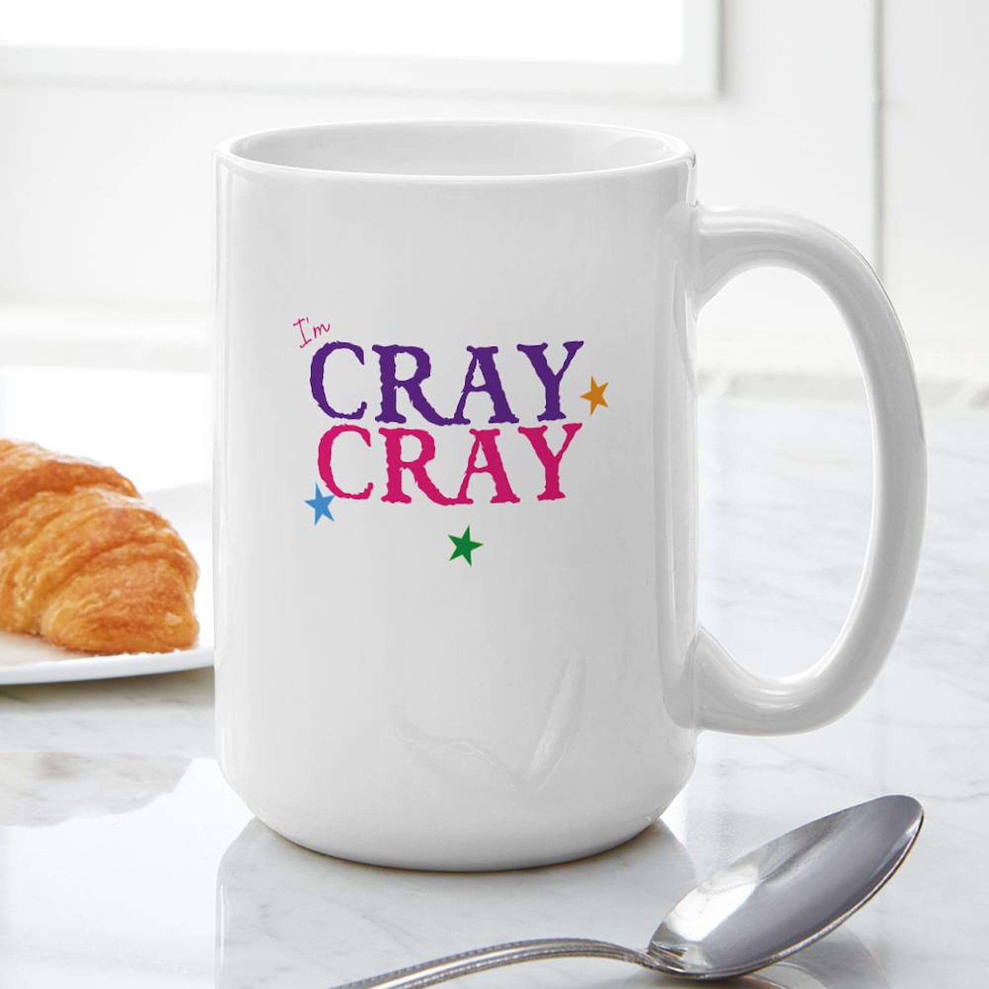 Funny Cray Cray 15 oz (444 ml) Ceramic Coffee Mug - Perfect for Office Humor, Gifts & Morning Coffee Lovers