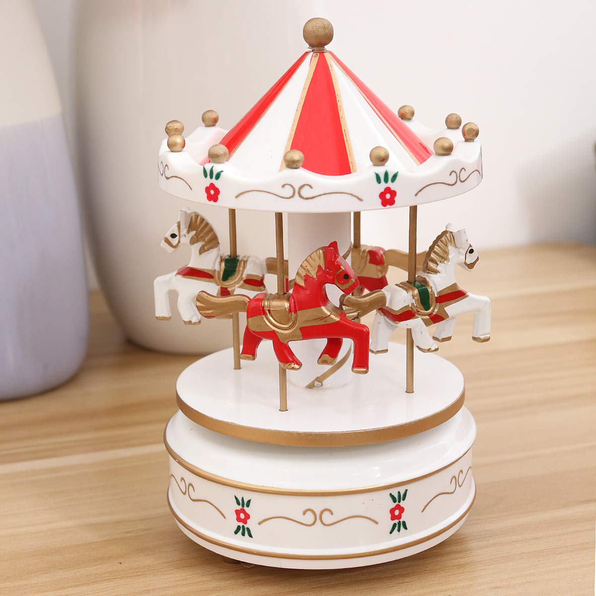 SEWACC Miniature Carousel Ornament - Handcrafted Box Carousel Decor for Christmas Tree, Home, and Party Decorations | Perfect for Holiday Gifts, DIY Crafts, and Collectibles