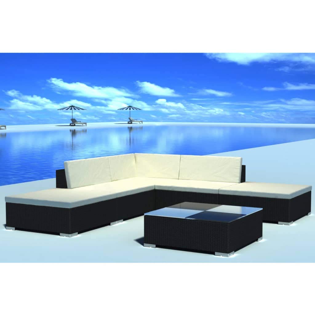 Premium 6-Piece Outdoor Rattan Sofa Set with Cushions & Coffee Table - PE Wicker Patio Furniture Sectional for Garden, Balcony, Backyard - Brown Weather-Resistant Lounge Set