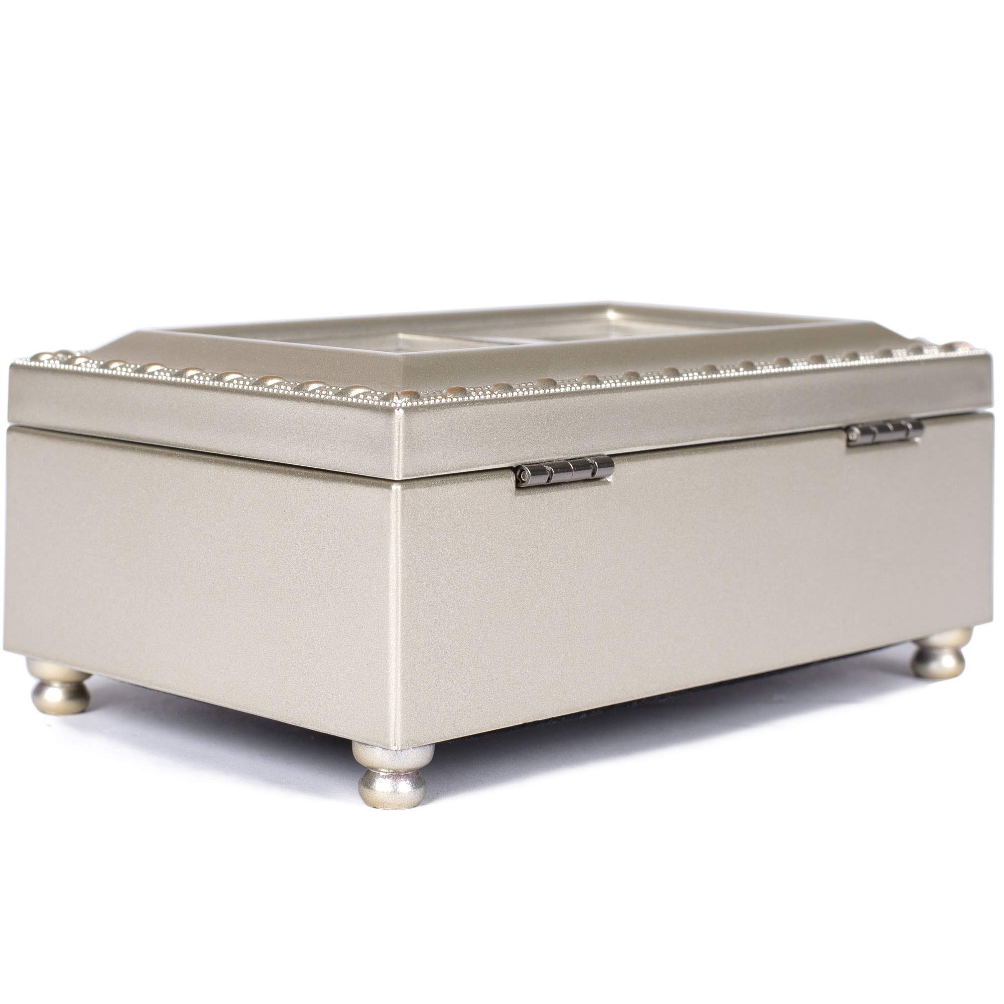 Elegant Mother Champagne Silver Petite Music Jewelry Box - Plays 'You Light Up My Life' - Perfect for Gifts, Keepsakes & Home Decor