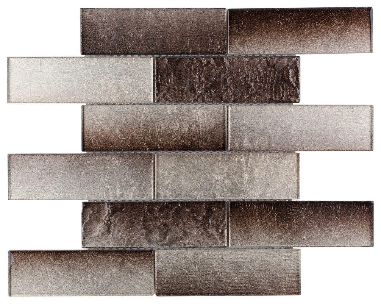 2x6 Glass Subway Tile in Pure Cocoa - Perfect for Kitchen Backsplash, Bathroom Walls & Modern Home Decor