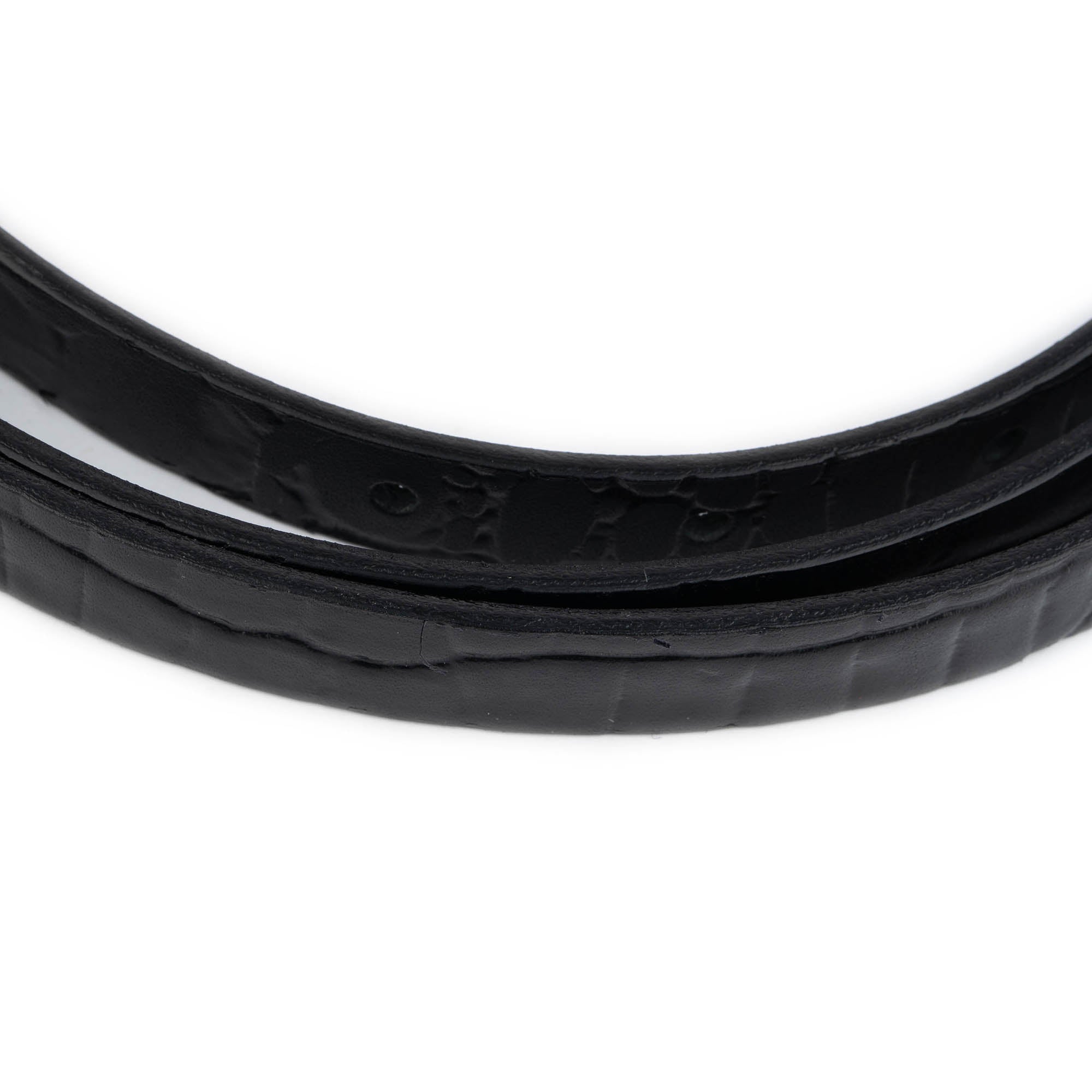 1.5 cm Black Crocodile Embossed Leather Belt Strap for Loewe Buckles - Women's Replacement Accessory - Perfect for Handbag, Purse & Fashion Accessories Repair