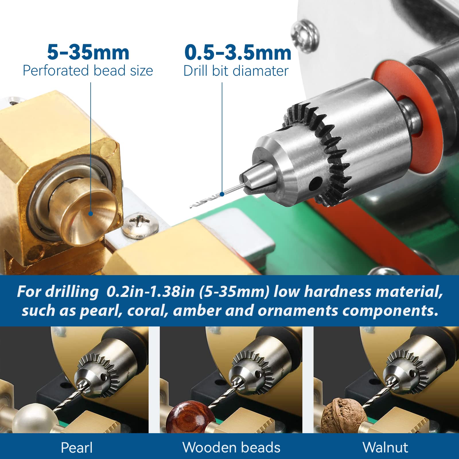 BAOSHISHAN 480W High-Power Pearl Drilling Machine for Jewelry Making - Efficient Pearl Holing Tool with 110V for DIY Crafts, Beading & Professional Jewelry Design