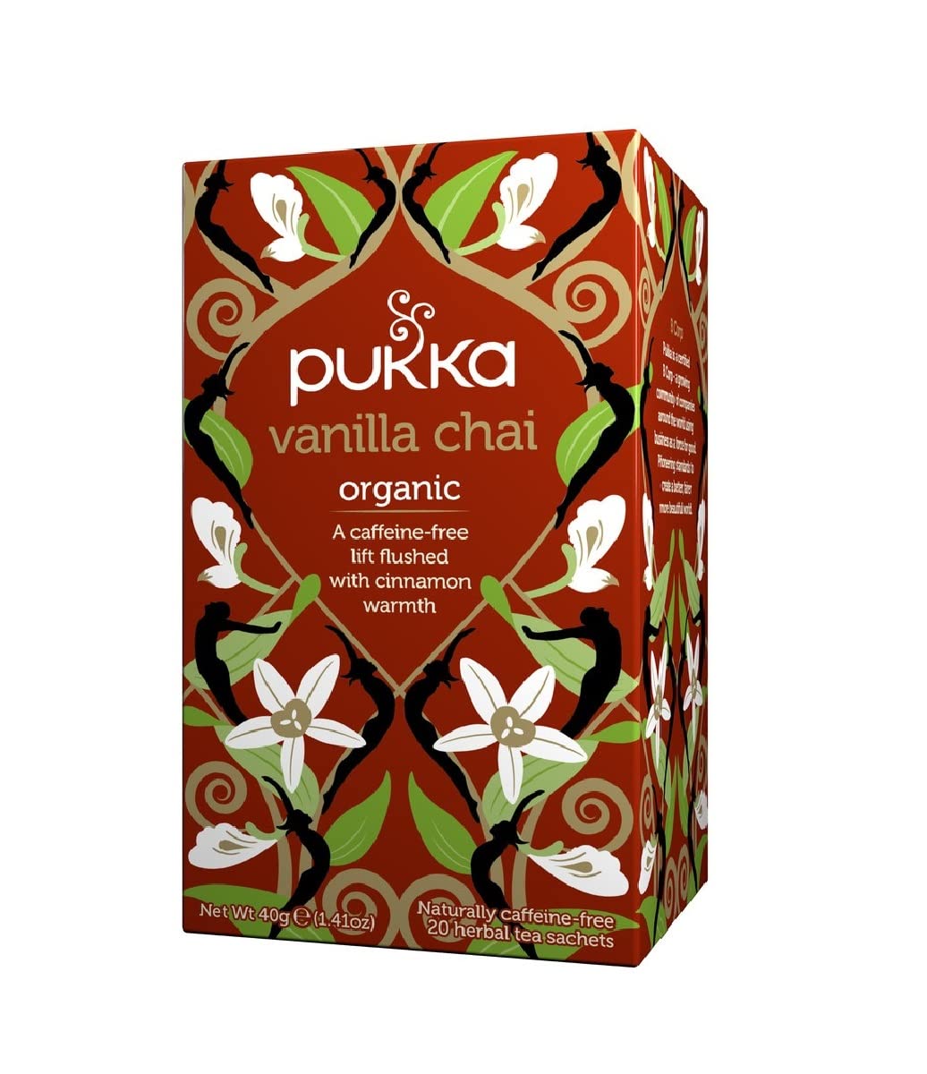 Organic Vanilla Chai Herbal Tea by Pukka - 20 Tea Bags | Caffeine-Free Relaxation for Stress Relief & Cozy Evenings