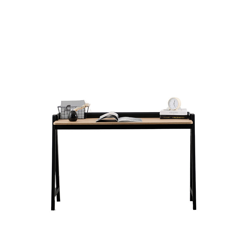 YARA Study Desk 118cm - Black & Natural Wood Writing Table for Home Office, Student Desk with Storage Shelf | Perfect for Small Spaces, Dorm Rooms & Work from Home Setup